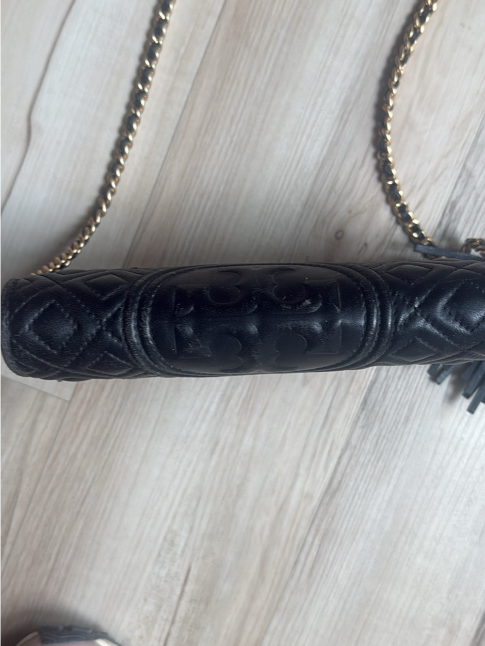 Tory Burch Black Quilted Leather Crossbody with Gold Chain - Picture 3 of 6
